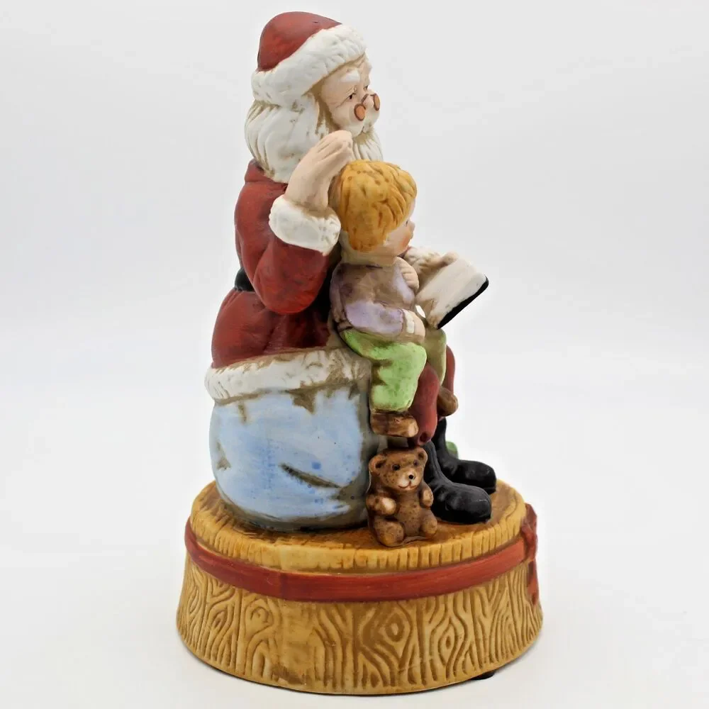 Silvestri Santa Claus Reads to a Child Music Box, Santa Claus Coming to Town VTG